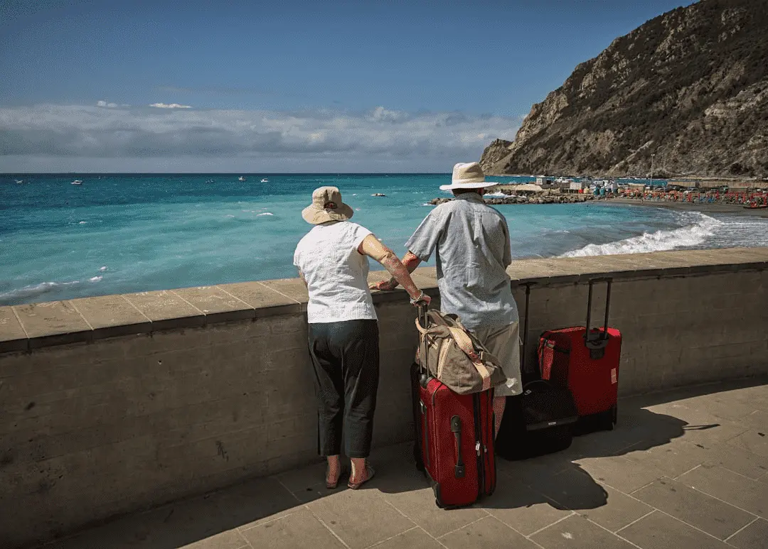 Senior Summer Vacation enjoying in front of sea