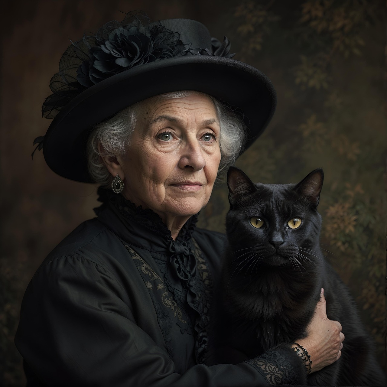 senior holding a pet
