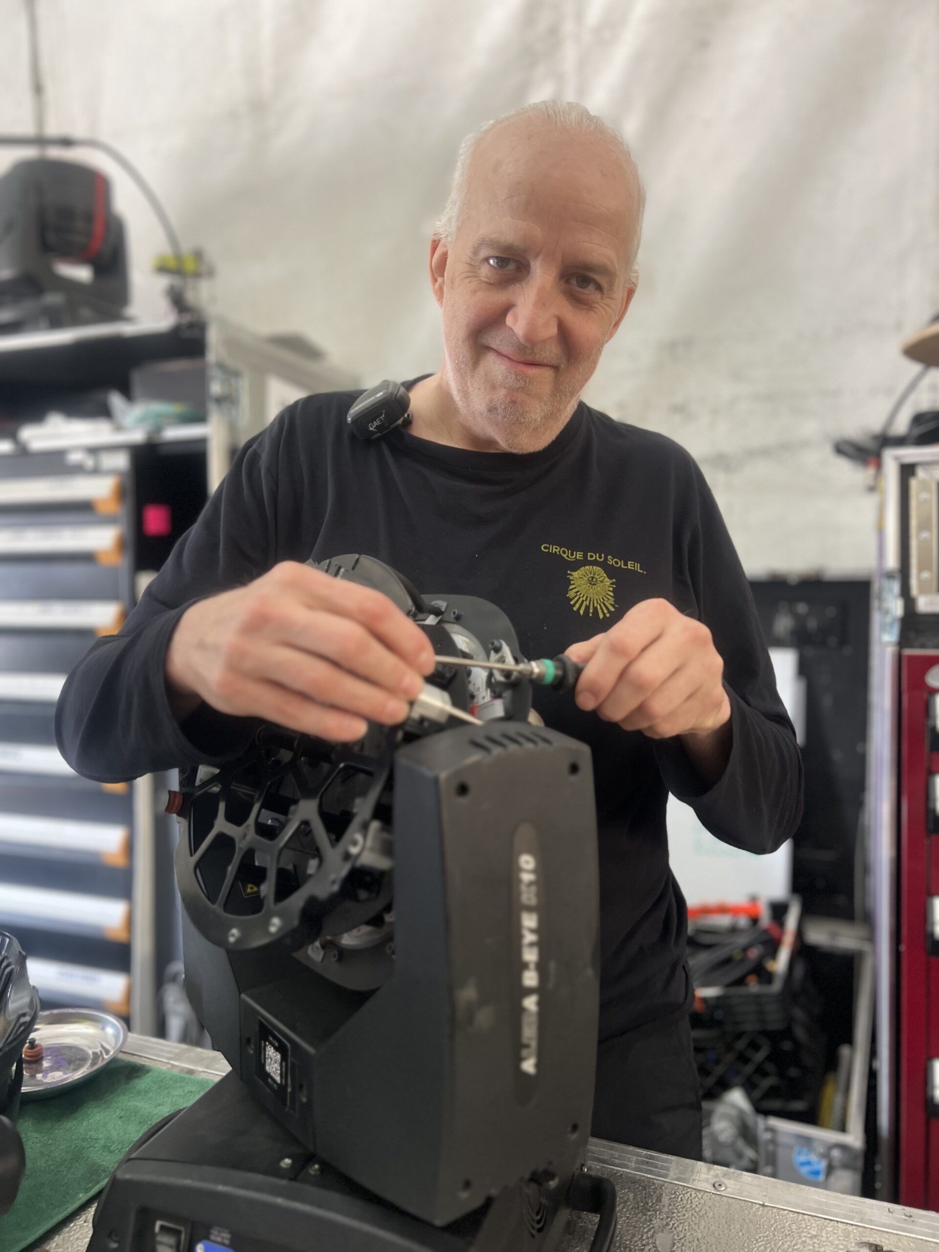 Peter Wickham as technician for Cirque du Soleil show OVO.