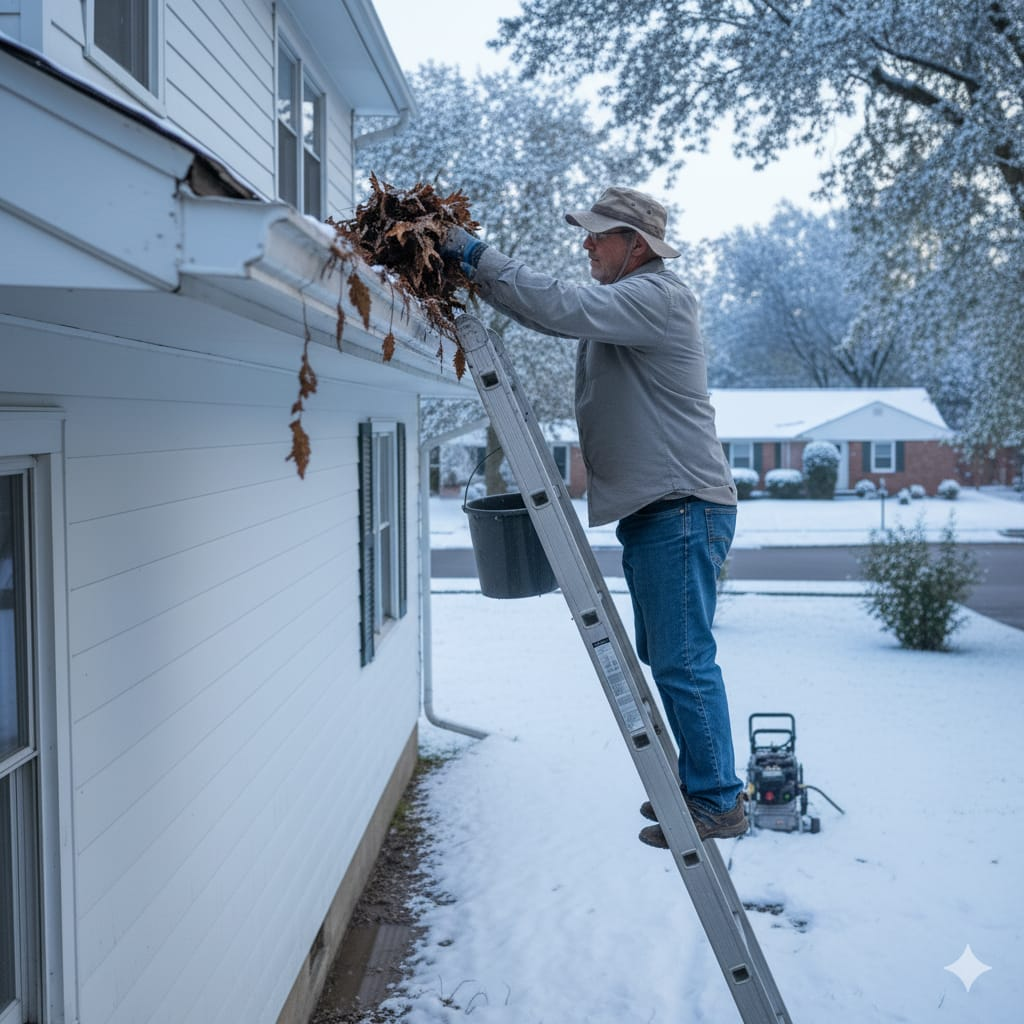 Can I clean gutters myself safely during winter in Canada
